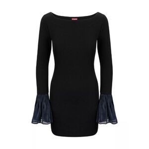 Staud Women's Black Swinton Long-Sleeve Mini Dress Size Medium NWOT D041